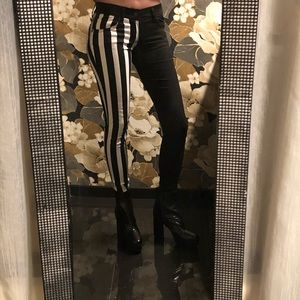 royal bones split leg striped skinny jeans